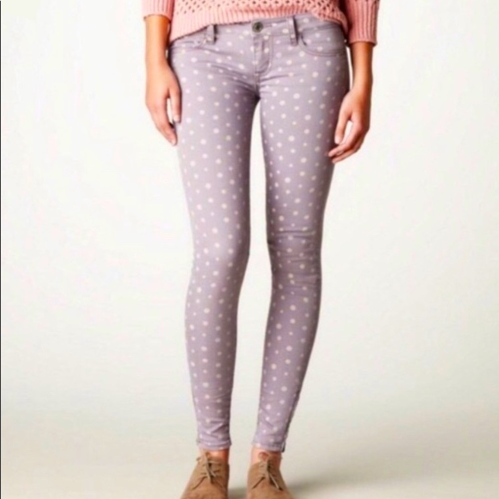 American eagle purple polka dot jeans size 4